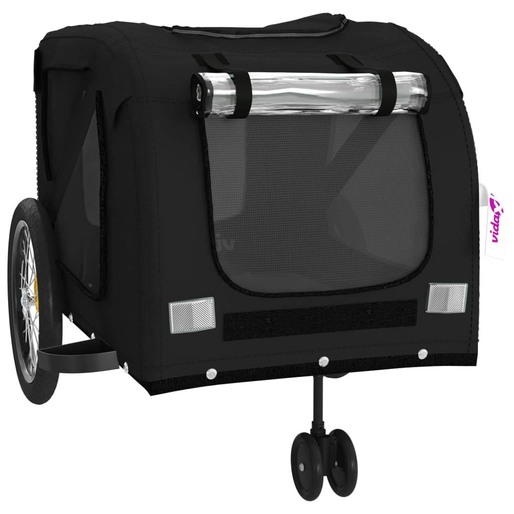 Remorque de vélo pour animaux fer et tissu Oxford noir 134 x 68 x 72 cm - PANGIVO - Image 5