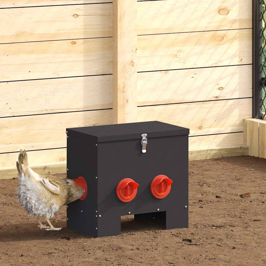 Mangeoire Poule Acier Compacte Résistante 20kg Noir - ComfortXL Outdoor Living - Image 1