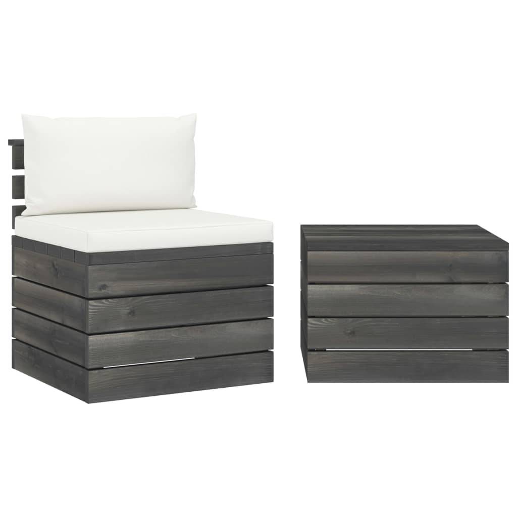 Helloshop26 - Salon de jardin palette meuble d'extérieur ensemble de mobilier 2 pièces avec coussins bois de pin massif - Image 1