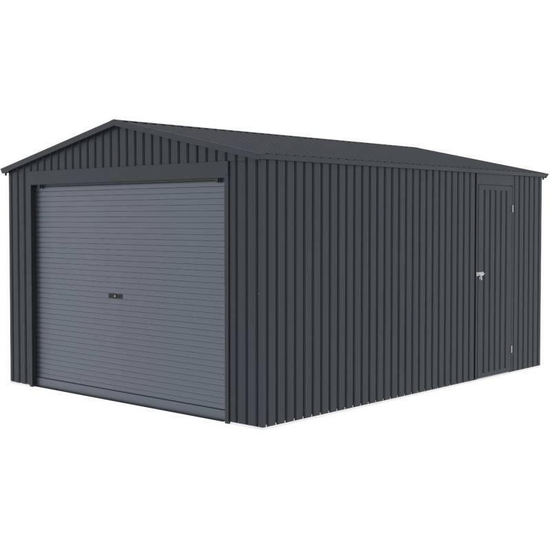 Garage métal 15,14m² porte enroulable acier galvanisé X-Metal anthracite - Image 3