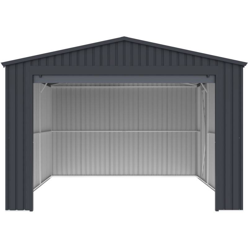 Garage métal 15,14m² porte enroulable acier galvanisé X-Metal anthracite - Image 6