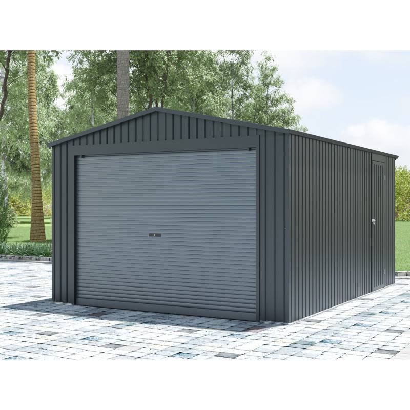 Garage métal 15,14m² porte enroulable acier galvanisé X-Metal anthracite - Image 2