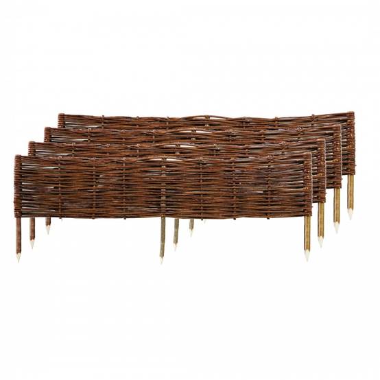 Lot de 4 bordures en osier tressé et piquets noisetier à planter L 1 m x H 20 cm - Easy Clôture - Image 1