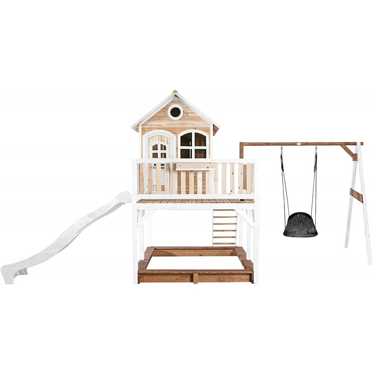Maisonnette de Jardin Axi LIAM Brun et Blanc avec Balancoire Roxy, Toboggan et Bac à Sable - Image 3