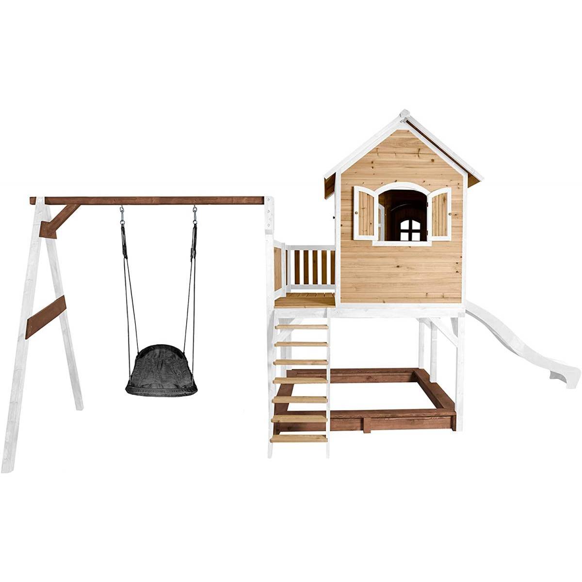 Maisonnette de Jardin Axi LIAM Brun et Blanc avec Balancoire Roxy, Toboggan et Bac à Sable - Image 4