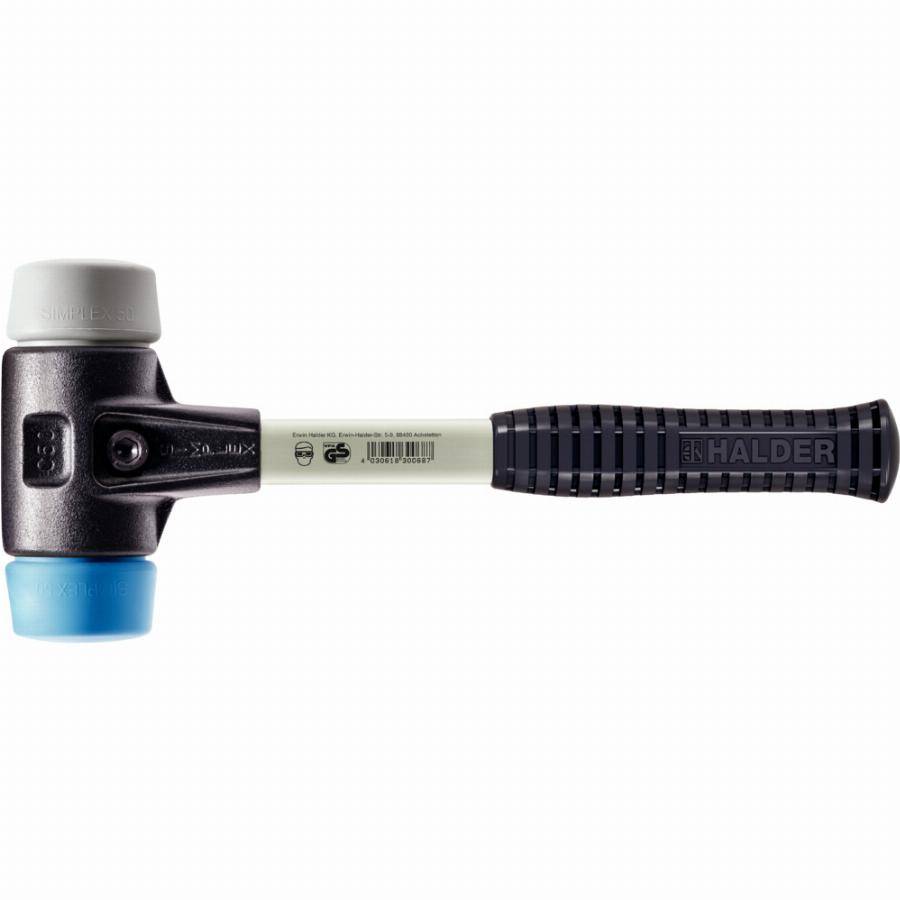 Maillet HALDER SIMPLEX TPE souple / TPE moyen avec boîtier en fonte malléable renforcée et manche en fibre de verre - D=60 mm - 3713.060