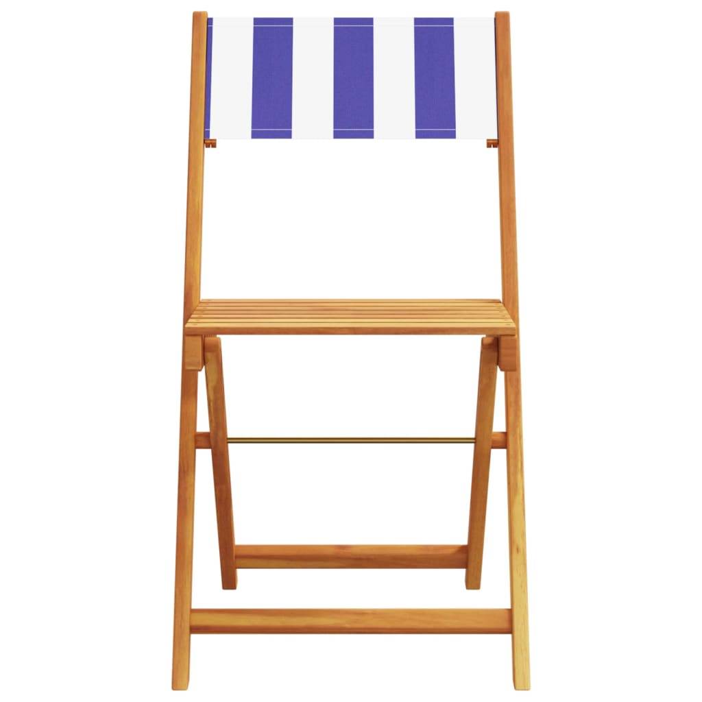 Maison Chic - Ensemble de bistro 3 pcs | Mobilier d'extérieur bleu et blanc tissu et bois massif Maison Chic - Image 4