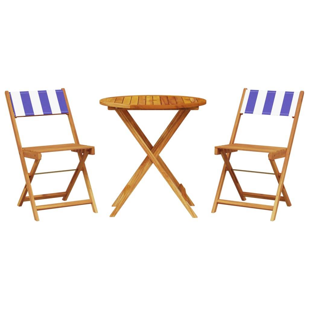 Maison Chic - Ensemble de bistro 3 pcs | Mobilier d'extérieur bleu et blanc tissu et bois massif Maison Chic - Image 1