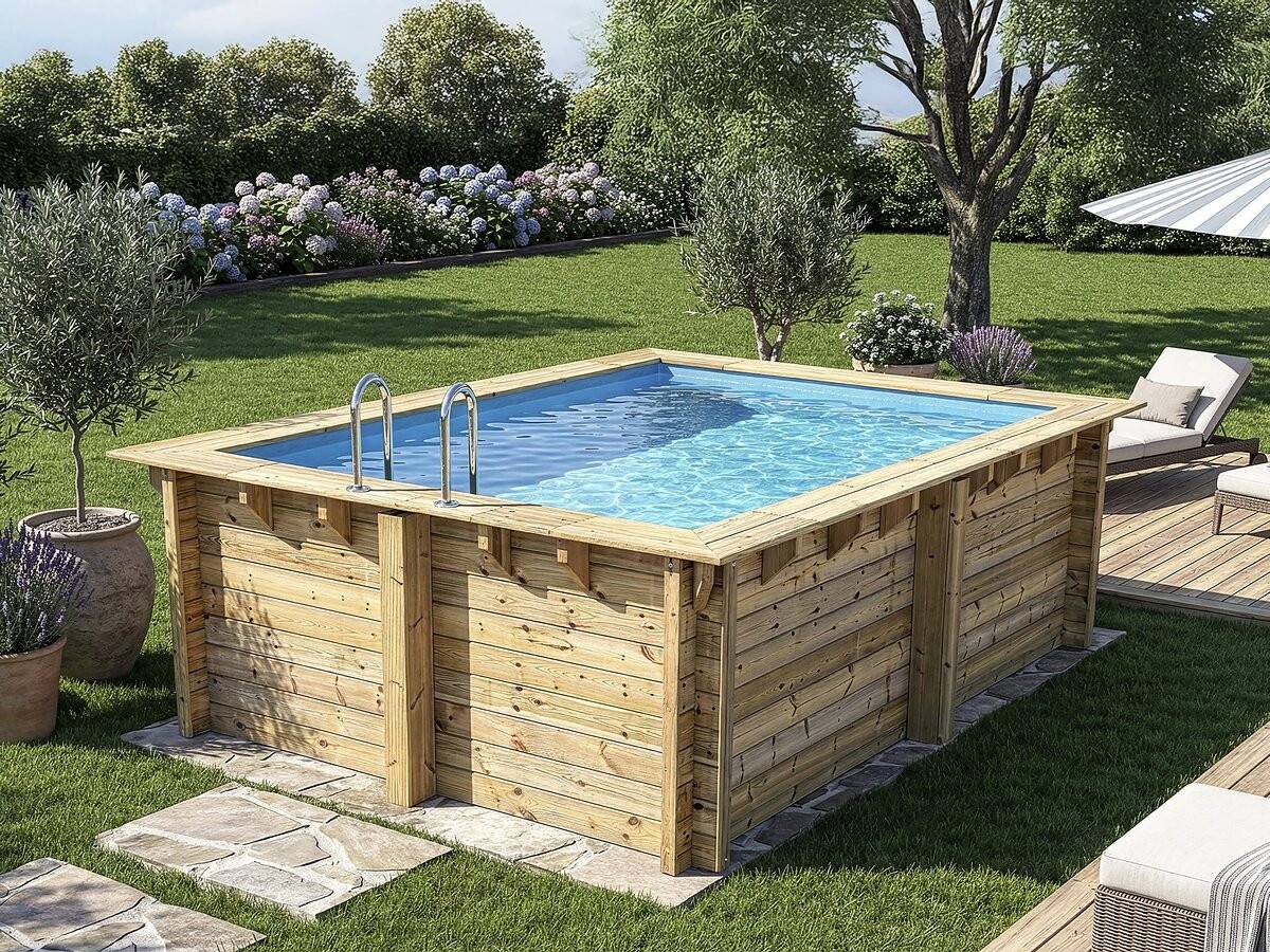Piscine Bois Rectangle " Zanzibar "- 3,50 X 2,30 X 1,24  M -habitat Et Jardin - Image 3