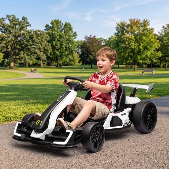 Kart électrique enfant 24V, drift, 6-12 ans, blanc - Image 3