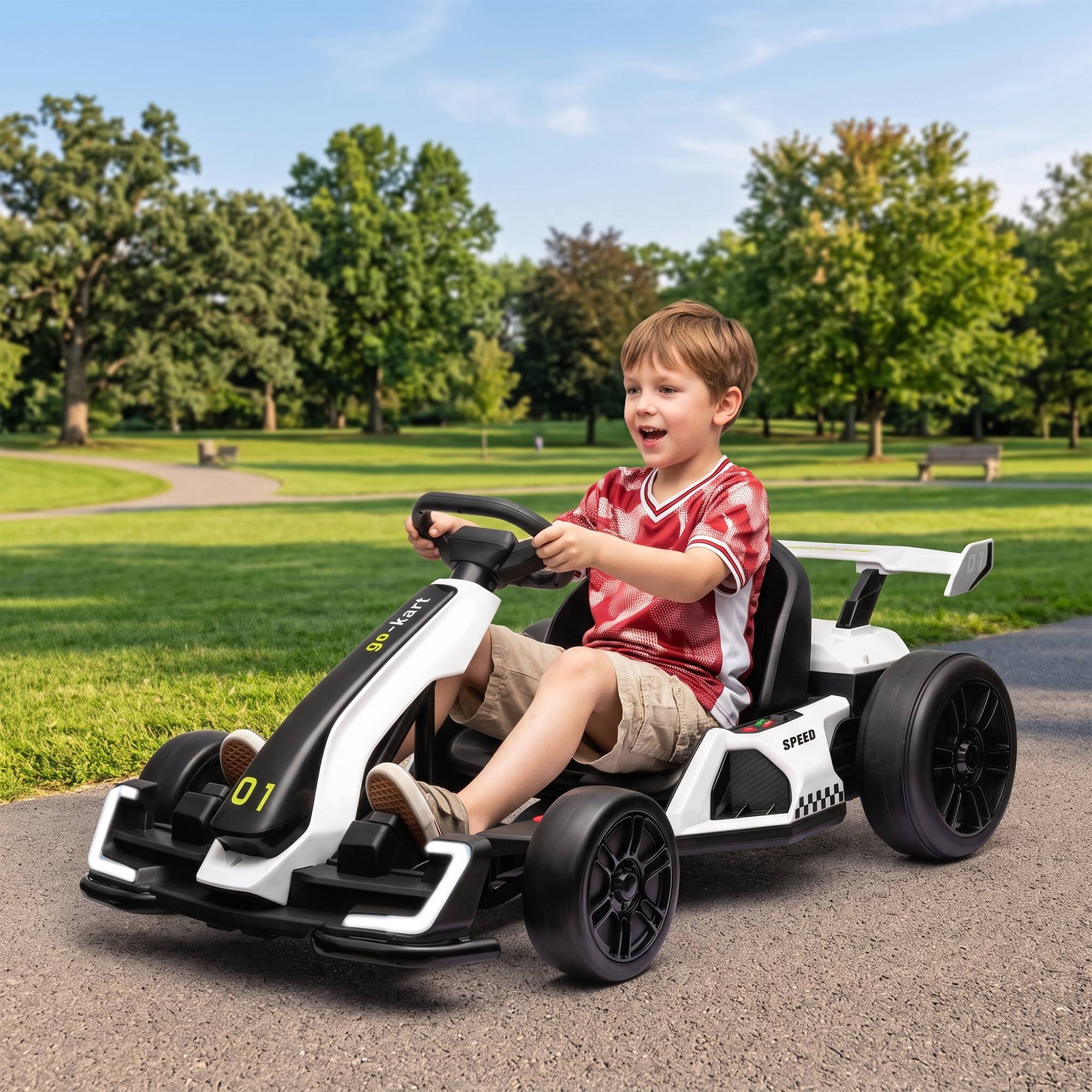 Kart électrique enfant 24V, drift, 6-12 ans, blanc - Image 3