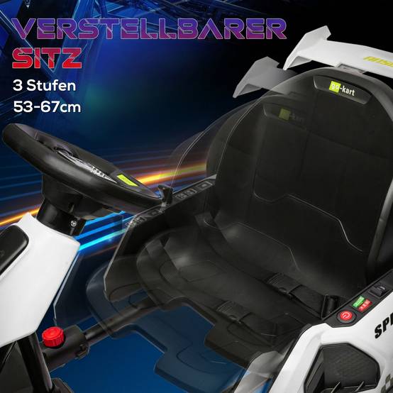 Kart électrique enfant 24V, drift, 6-12 ans, blanc - Image 8