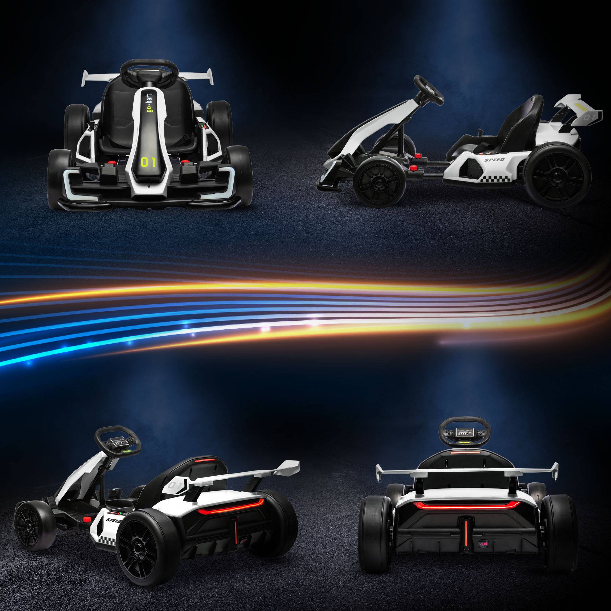 Kart électrique enfant 24V, drift, 6-12 ans, blanc - Image 10