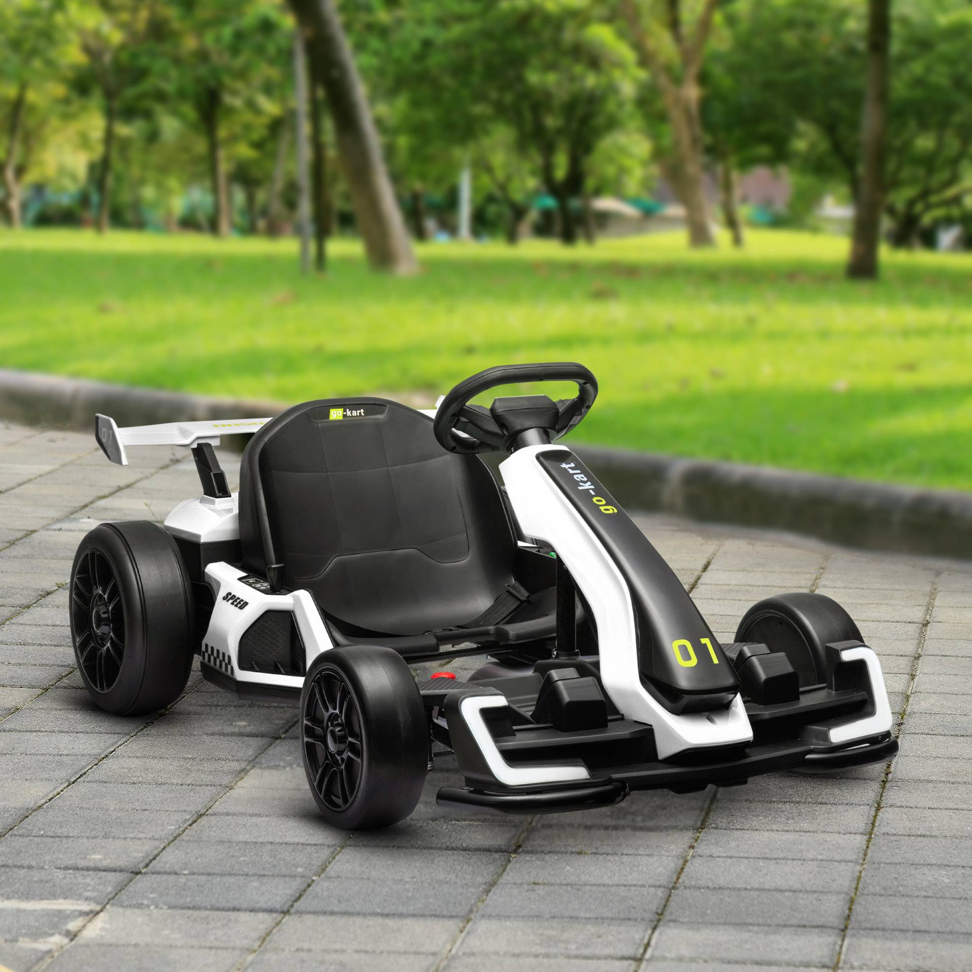 Kart électrique enfant 24V, drift, 6-12 ans, blanc - Image 4