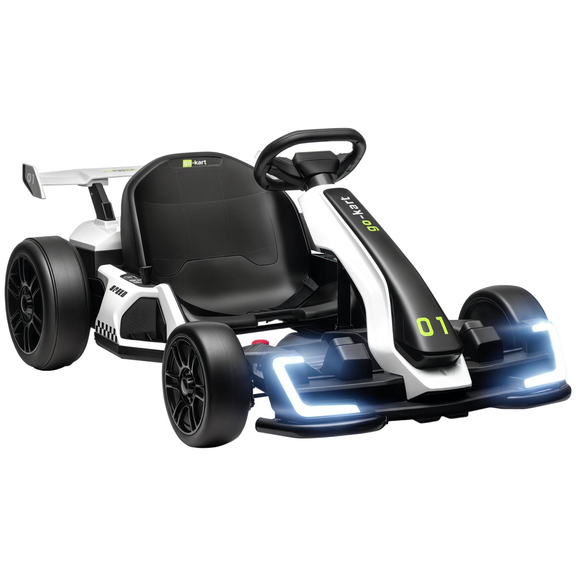 Kart électrique enfant 24V, drift, 6-12 ans, blanc - Image 1