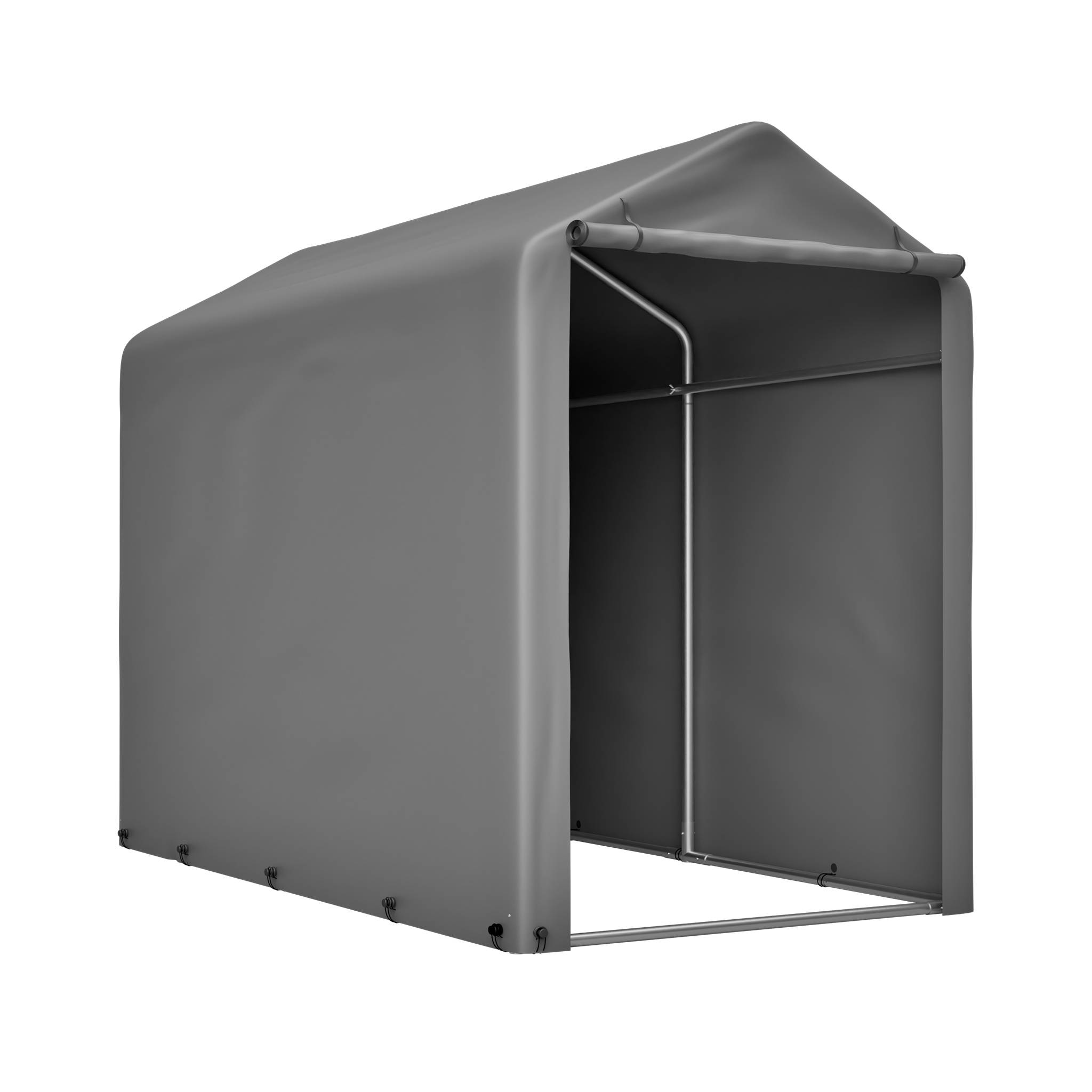 Carport abri vélo compact 187×100×160 cm, bâche PE étanche anti-UV, acier galvanisé gris - Image 5
