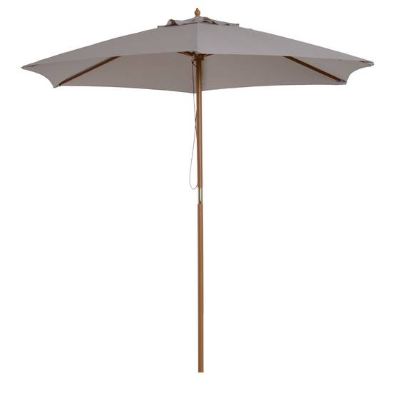 Parasol droit parasol de jardin rond grande taille de jardin Ø 2,5 x 2,3m bois de bambou gris fr180 - Image 2