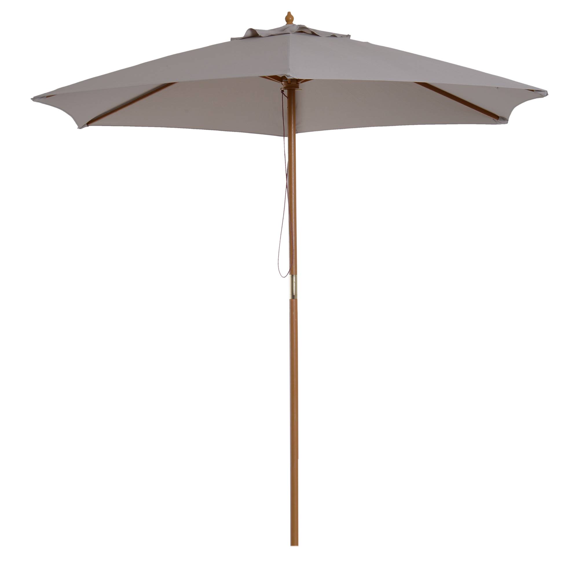 Parasol droit parasol de jardin rond grande taille de jardin Ø 2,5 x 2,3m bois de bambou gris fr180 - Image 2