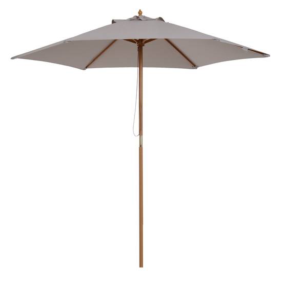 Parasol droit parasol de jardin rond grande taille de jardin Ø 2,5 x 2,3m bois de bambou gris fr180 - Image 1