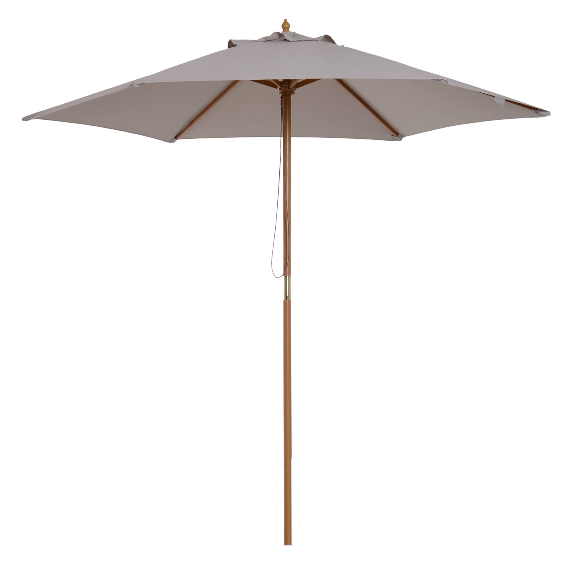 Parasol droit parasol de jardin rond grande taille de jardin Ø 2,5 x 2,3m bois de bambou gris fr180 - Image 1