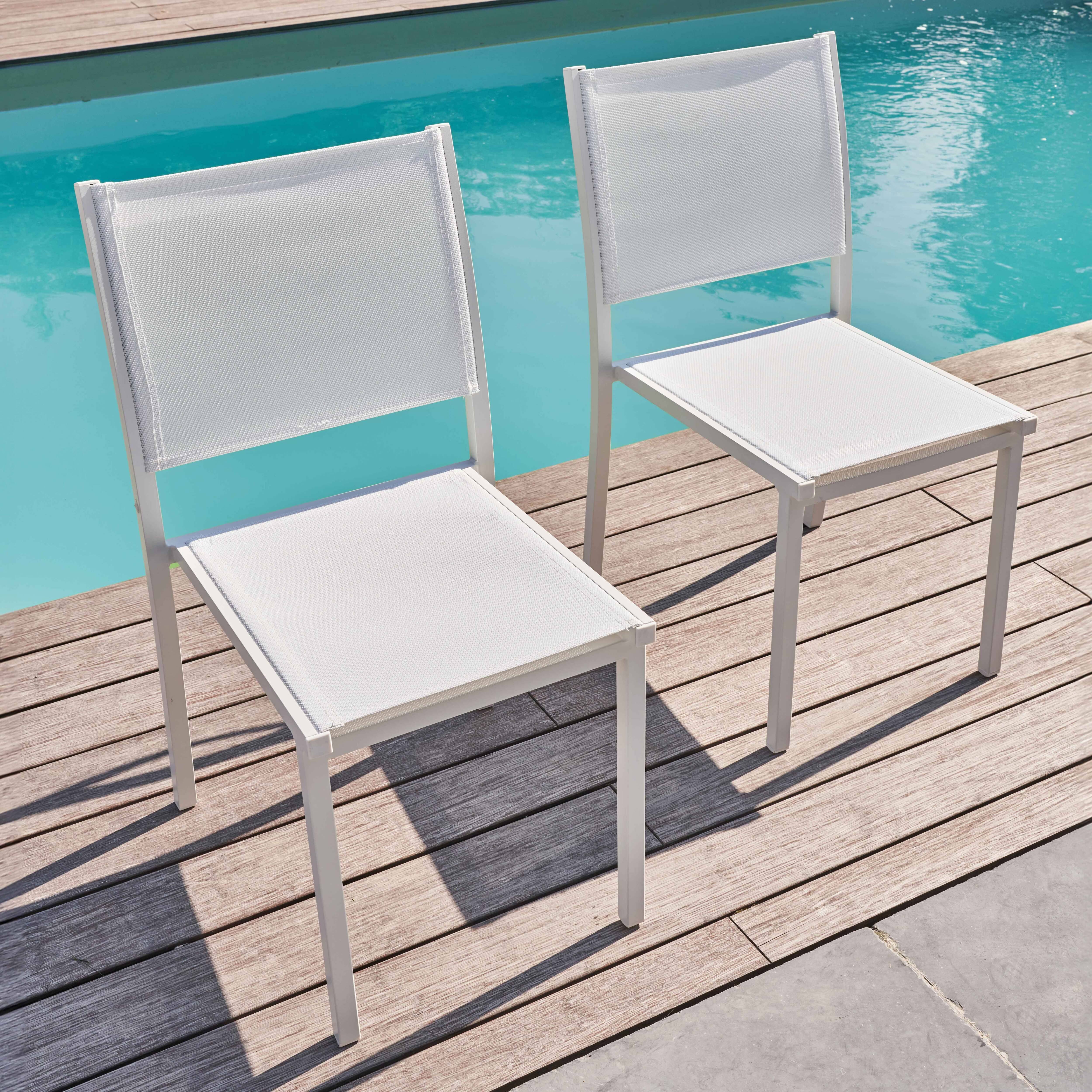 Oviala - Lot de 2 chaises de jardin aluminium et textilène blanc Nice - Oviala - Image 2