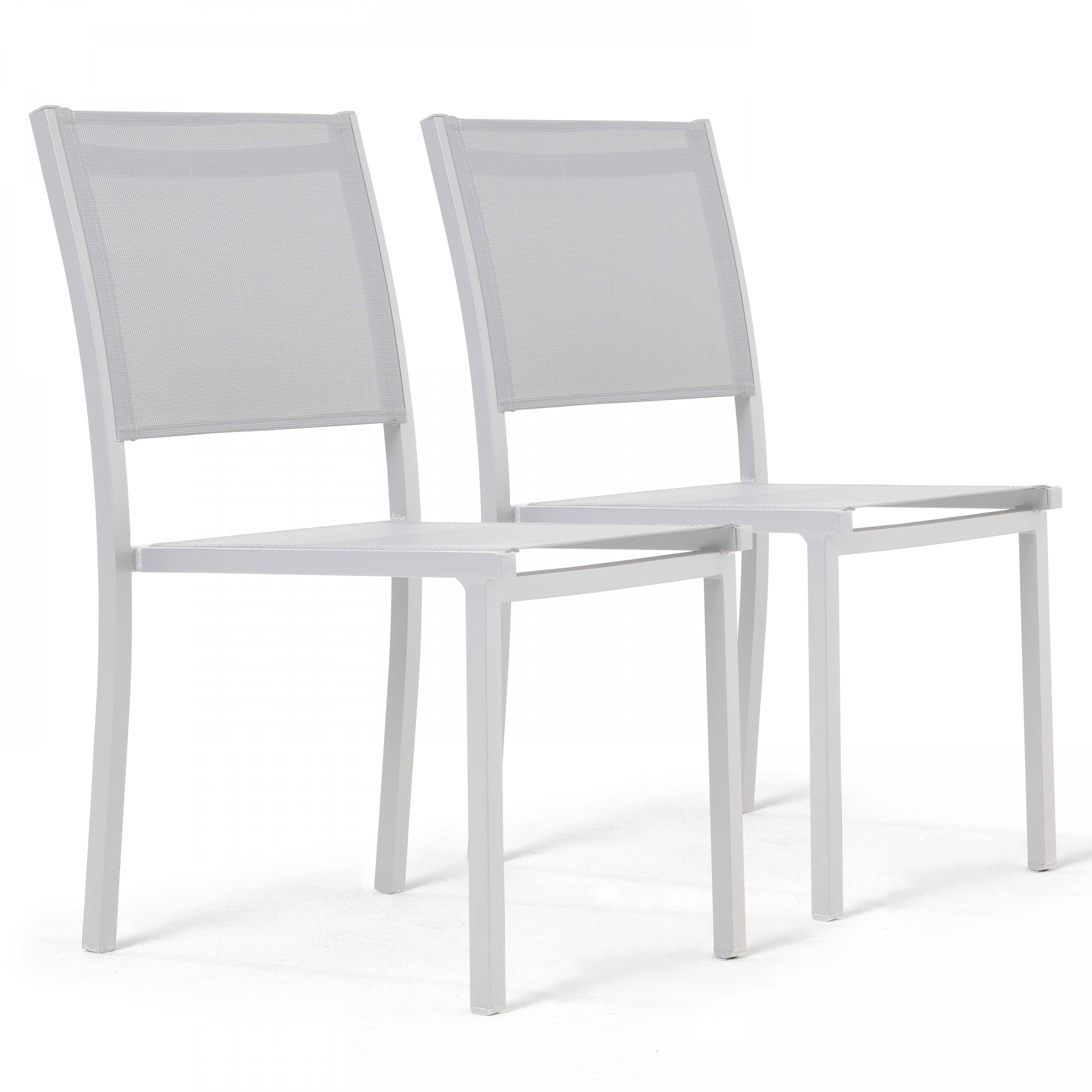 Oviala - Lot de 2 chaises de jardin aluminium et textilène blanc Nice - Oviala - Image 1