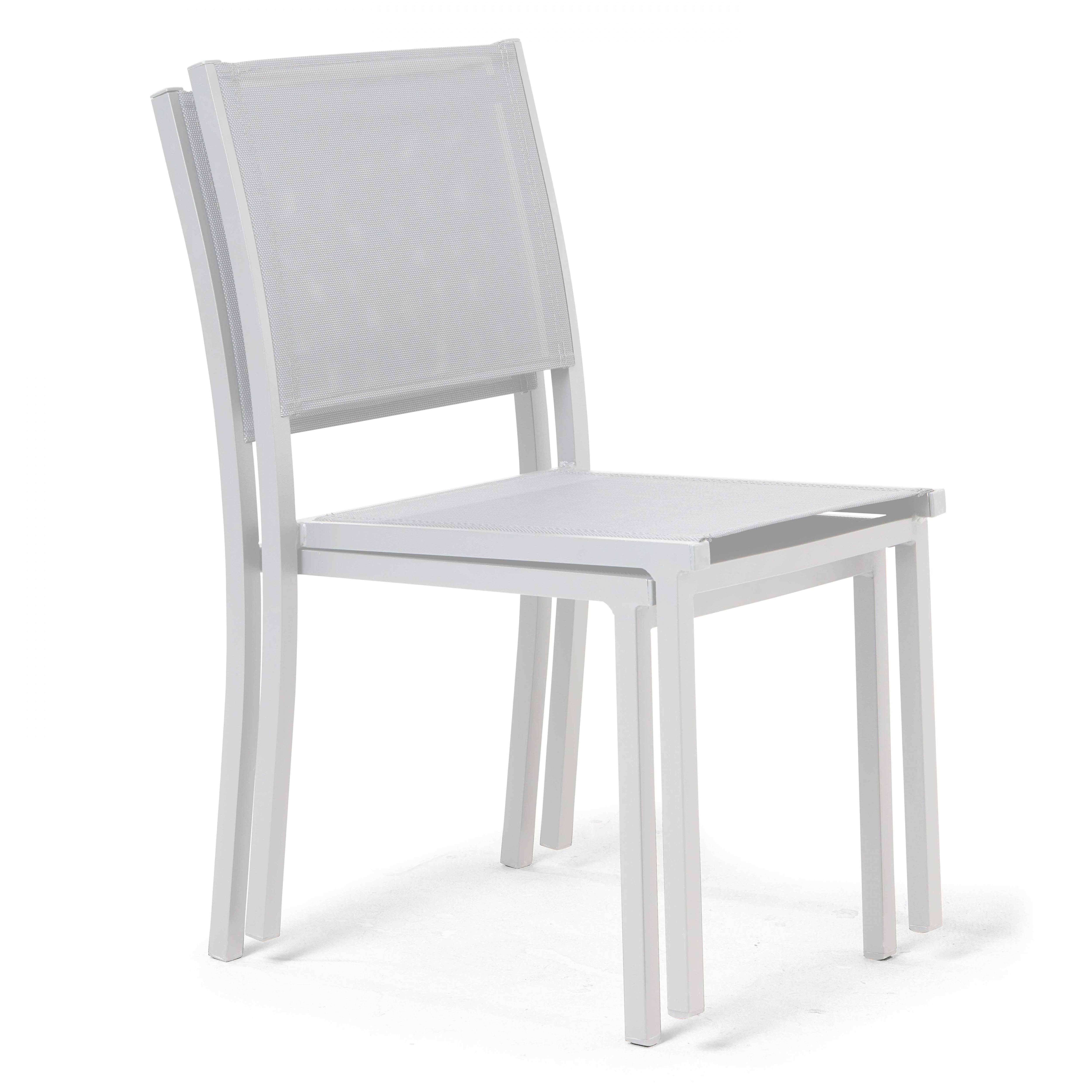 Oviala - Lot de 2 chaises de jardin aluminium et textilène blanc Nice - Oviala - Image 3