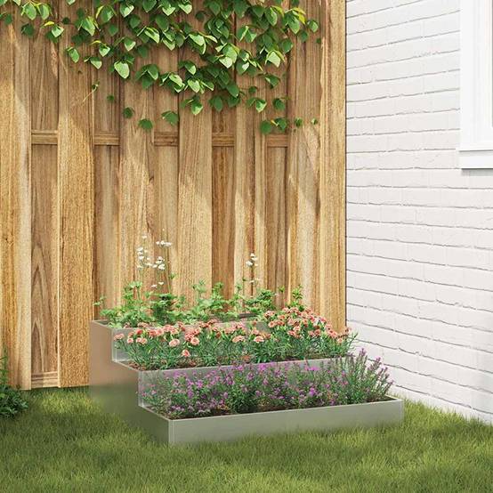 Jardinière Carrée Acier Galvanisé Potager Surélevé Jardin Argent 90cm – ComfortXL Outdoor Living - Image 1