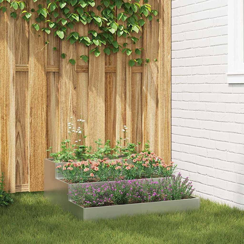 Jardinière Carrée Acier Galvanisé Potager Surélevé Jardin Argent 90cm – ComfortXL Outdoor Living - Image 1