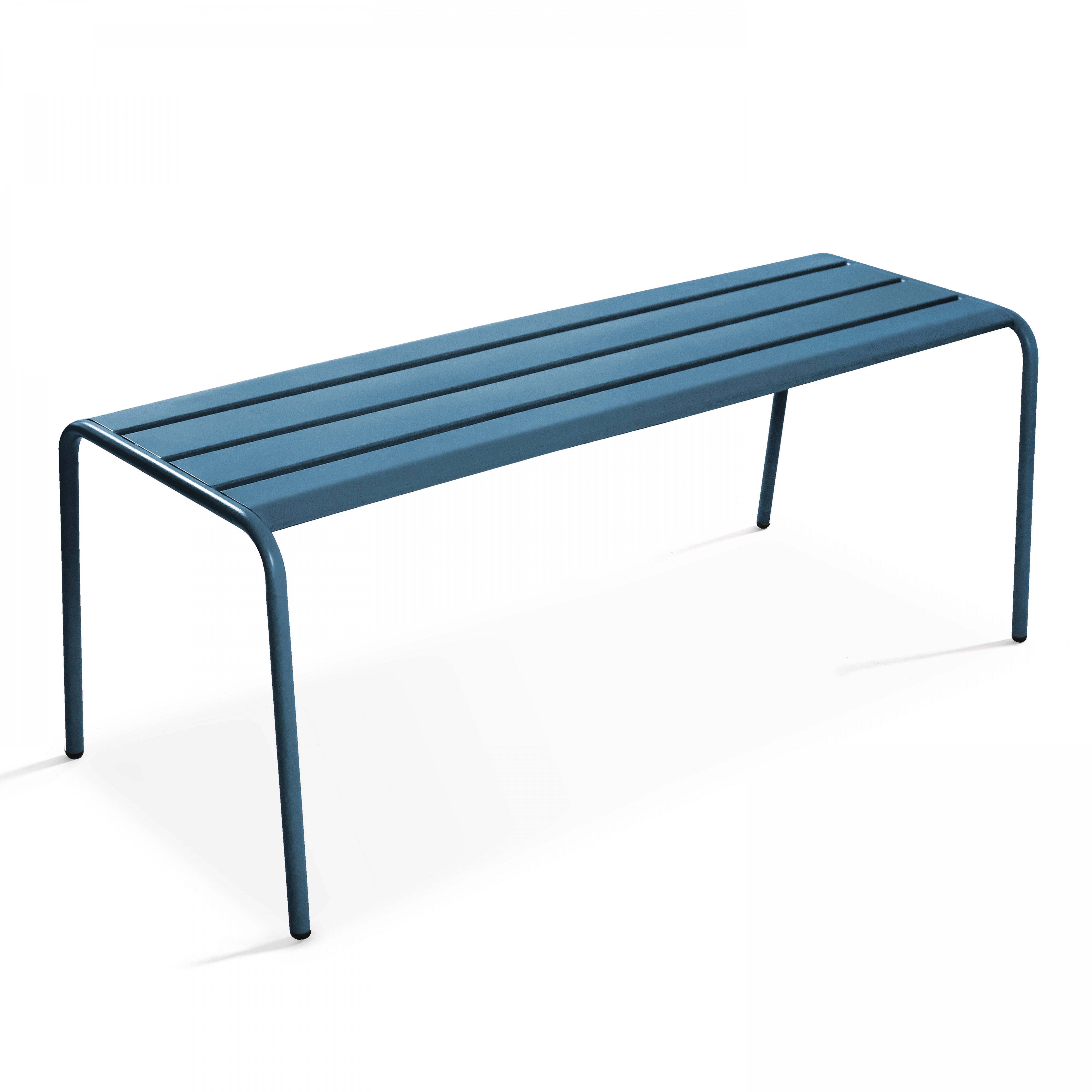 Oviala - Salon de jardin 2 bancs et 4 chaises en acier bleu pacific Palavas - Oviala - Image 3