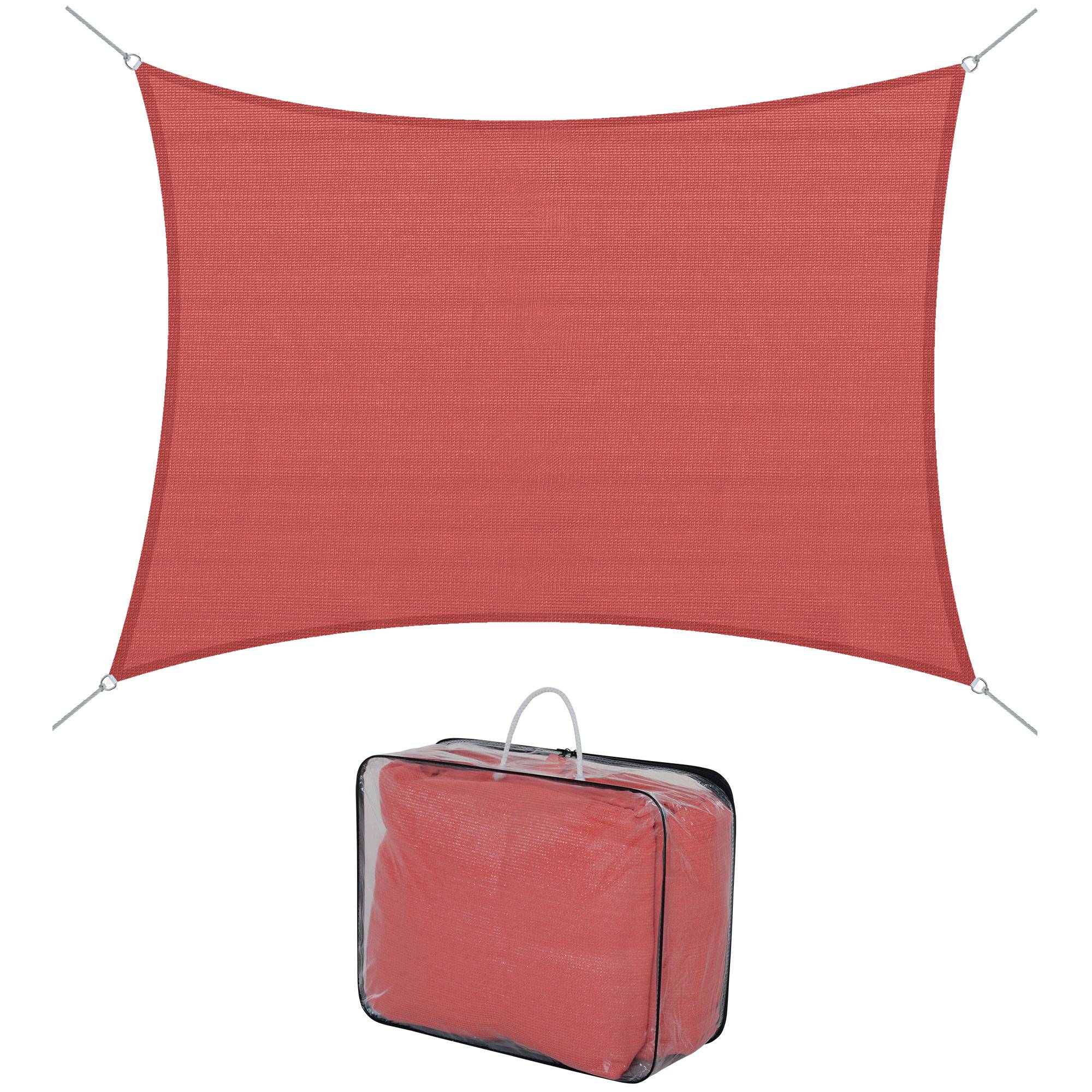 Voile d'ombrage rectangulaire PEHD pour terrasse protection anti-UV 4x6m brique - ComfortXL Outdoor Living - Image 1