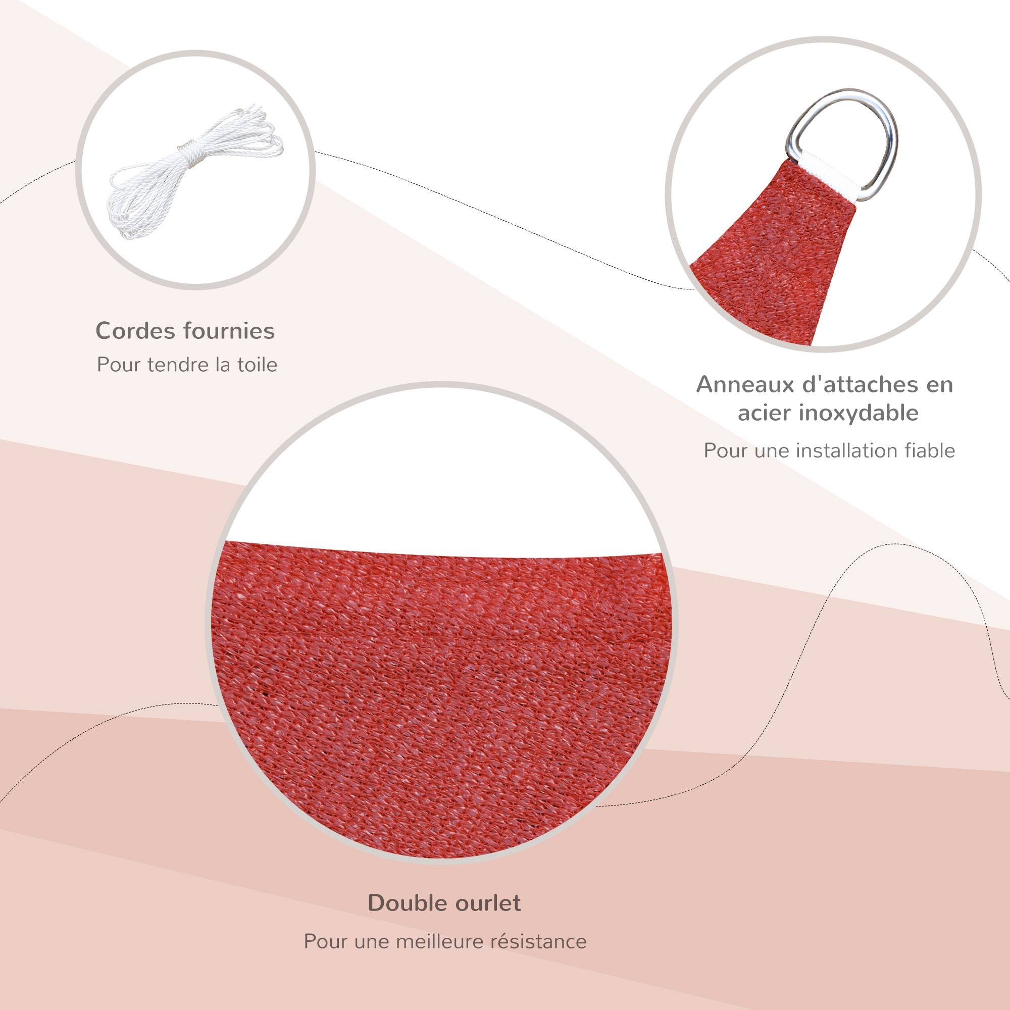 Voile d'ombrage rectangulaire PEHD pour terrasse protection anti-UV 4x6m brique - ComfortXL Outdoor Living - Image 7