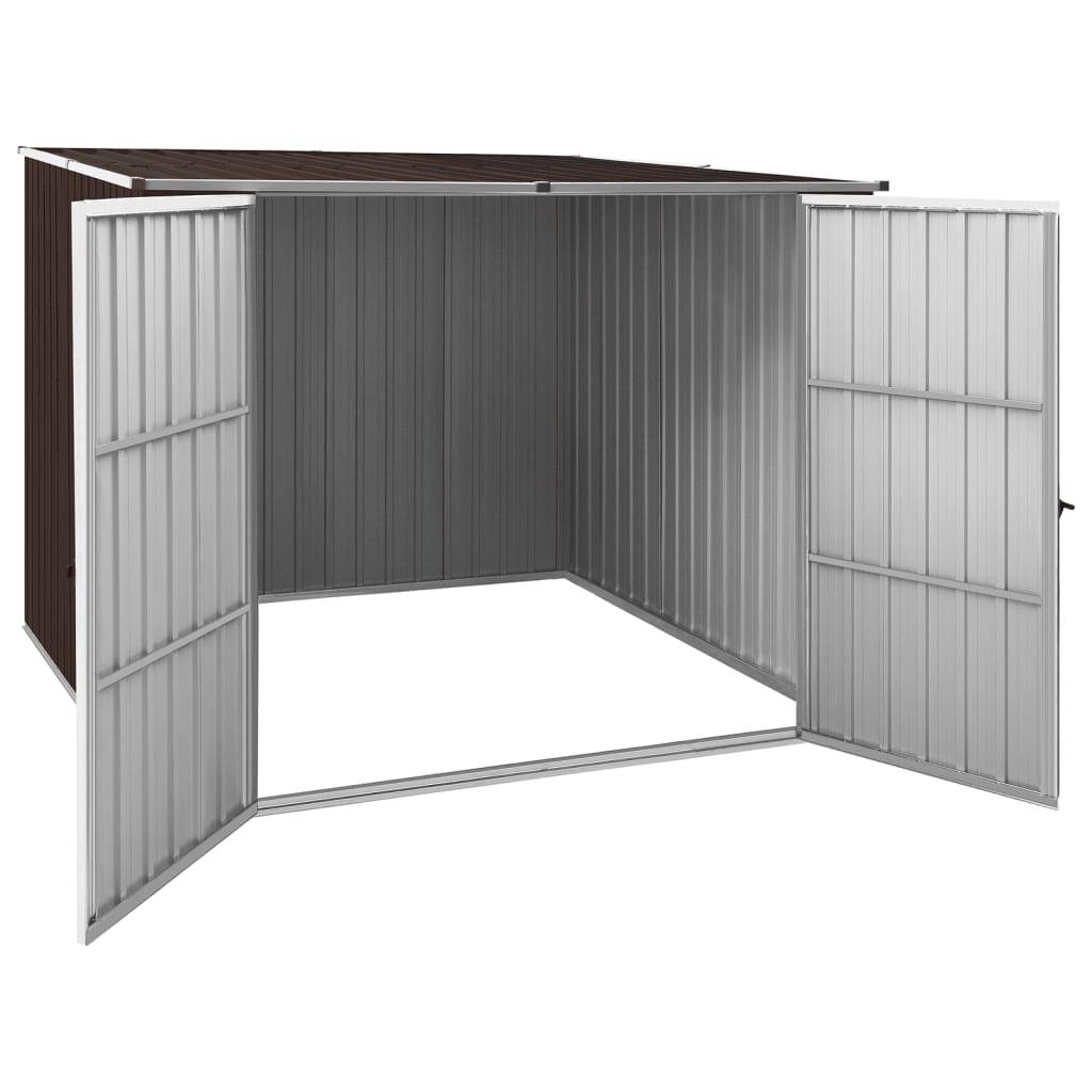 Helloshop26 - Abri de jardin cabane cabanon maison de stockage remise extérieur hangar outils robuste marrron 195 x 198 x 159 cm acier galvanisé marron - Image 5