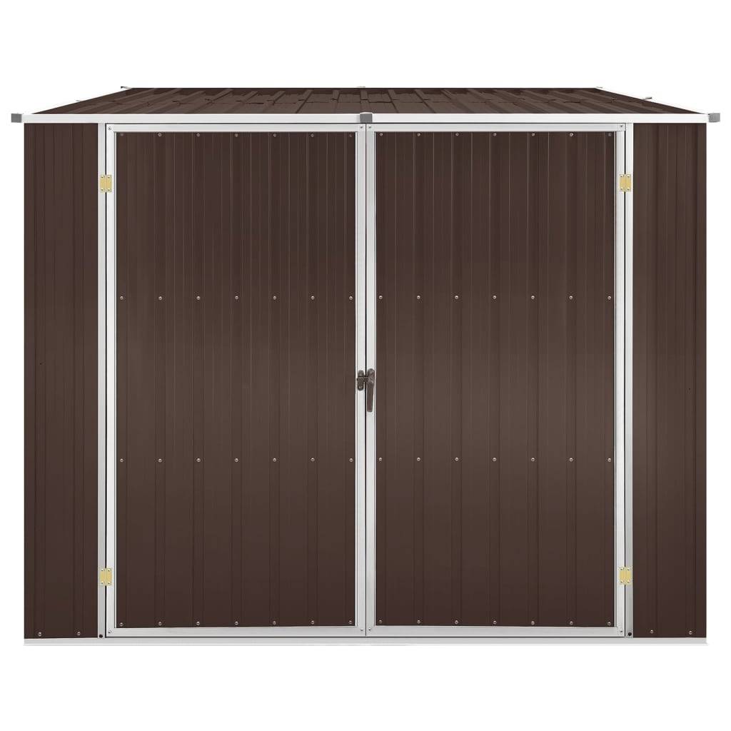 Helloshop26 - Abri de jardin cabane cabanon maison de stockage remise extérieur hangar outils robuste marrron 195 x 198 x 159 cm acier galvanisé marron - Image 2