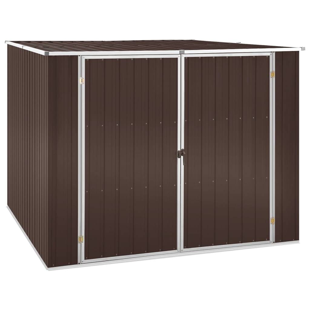 Helloshop26 - Abri de jardin cabane cabanon maison de stockage remise extérieur hangar outils robuste marrron 195 x 198 x 159 cm acier galvanisé marron - Image 1