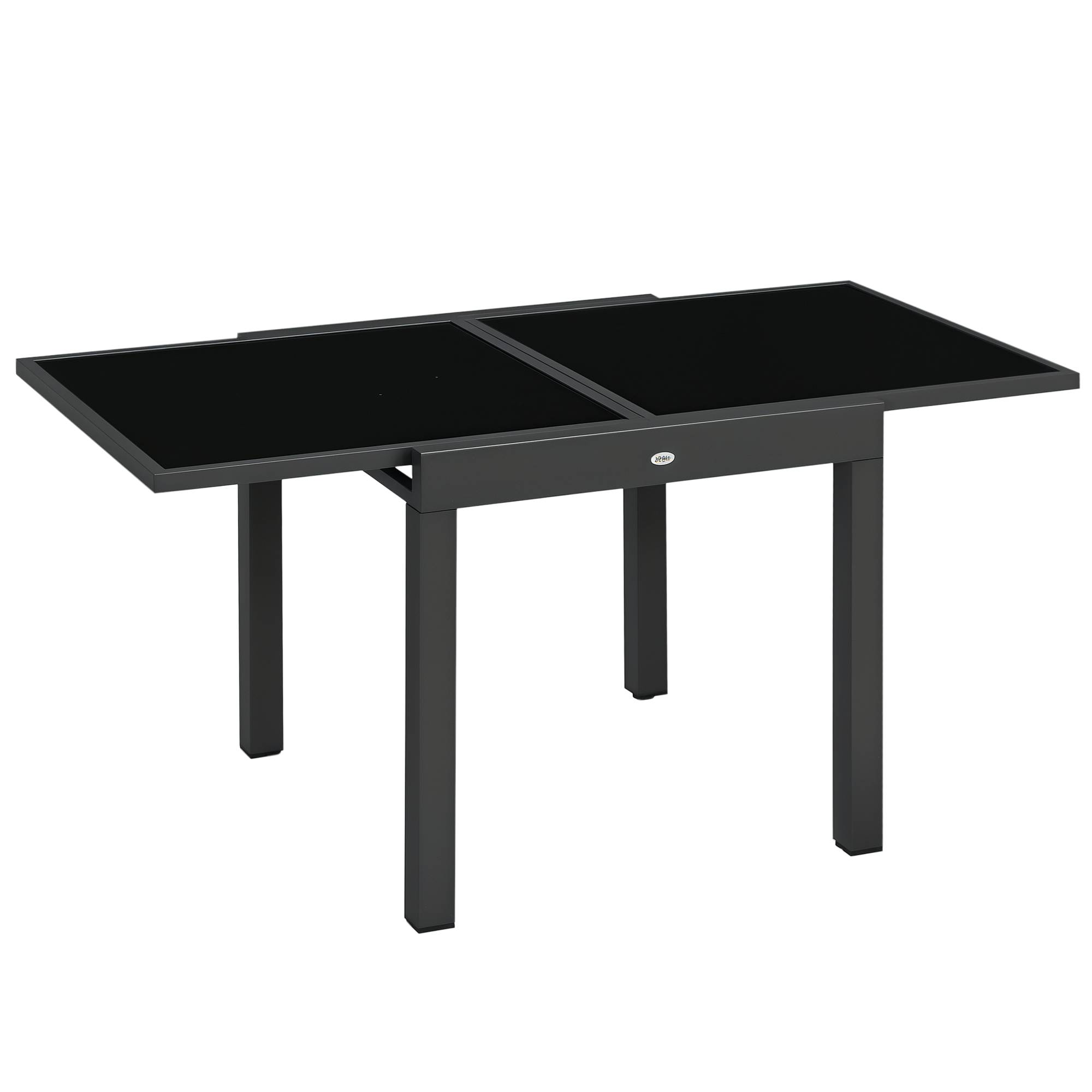 Sans Marque - Table Extensible de Jardin Grande Taille dim. dépliées 160 x 80 x 75 cm Aluminium Gris foncé Plateau Verre trempé Noir - Image 1