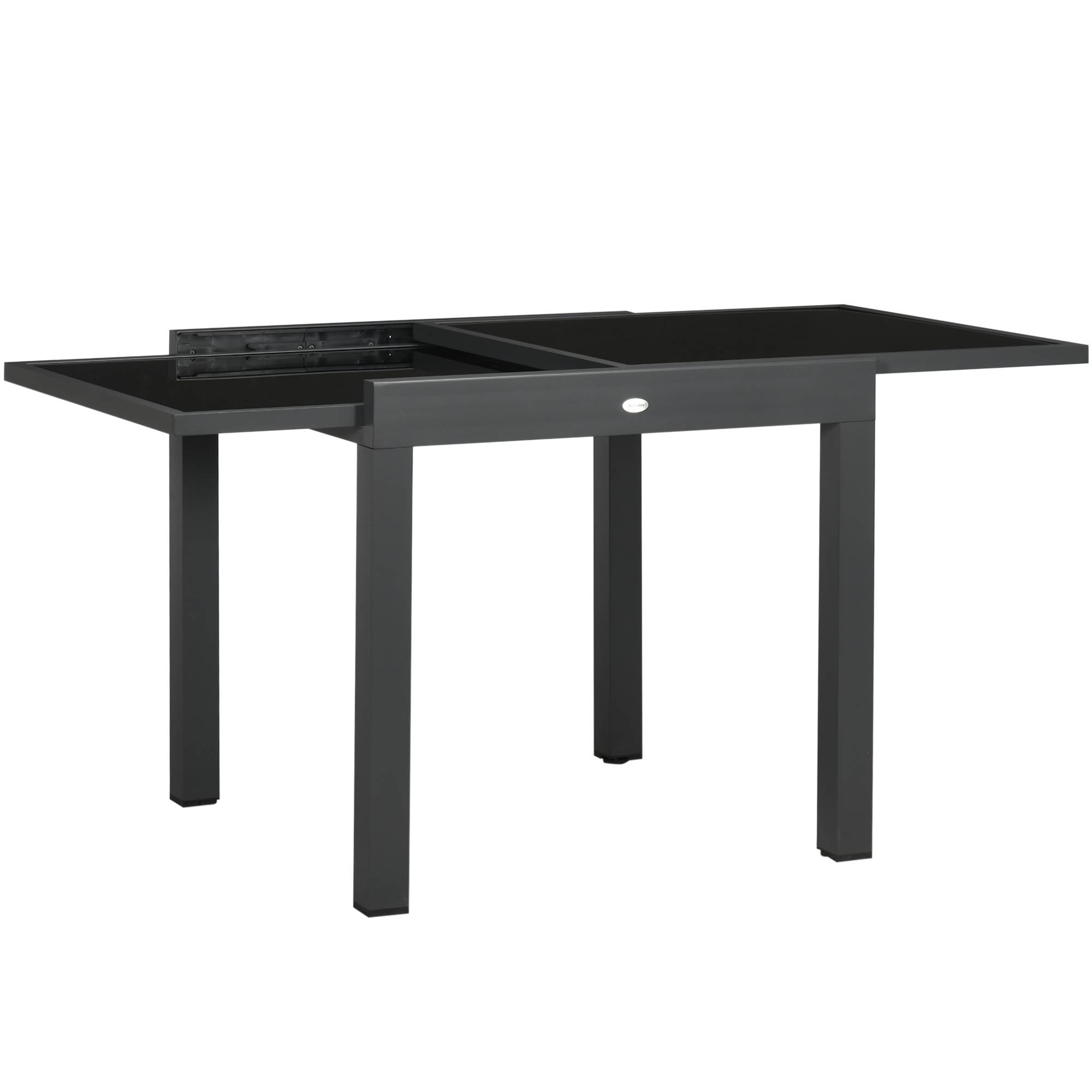Sans Marque - Table Extensible de Jardin Grande Taille dim. dépliées 160 x 80 x 75 cm Aluminium Gris foncé Plateau Verre trempé Noir - Image 2