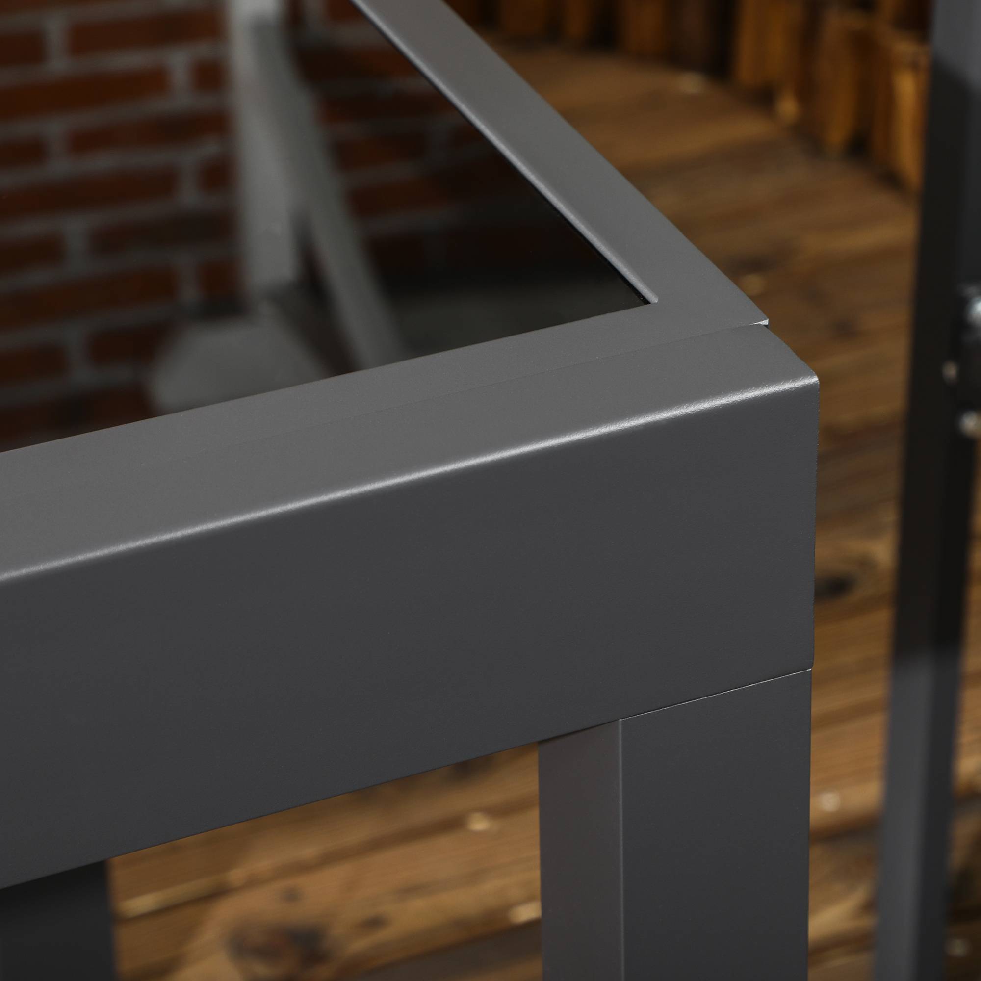 Sans Marque - Table Extensible de Jardin Grande Taille dim. dépliées 160 x 80 x 75 cm Aluminium Gris foncé Plateau Verre trempé Noir - Image 10
