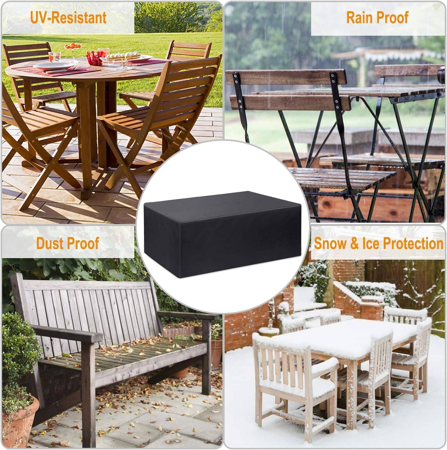 IntiMeg - Housse de mobilier de jardin Table de jardin étanche Housse de protection pour coin salon de mobilier de jardin - 200*160*70CM IntiMeg - Image 5