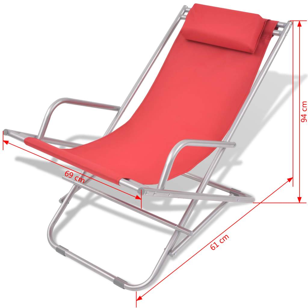 Helloshop26 - Chaises inclinables de terrasse 2 pièces acier rouge - Image 8
