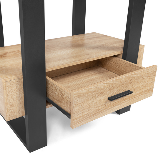 Etagère 4 niveaux avec tiroir PHOENIX bois et noir - Image 6