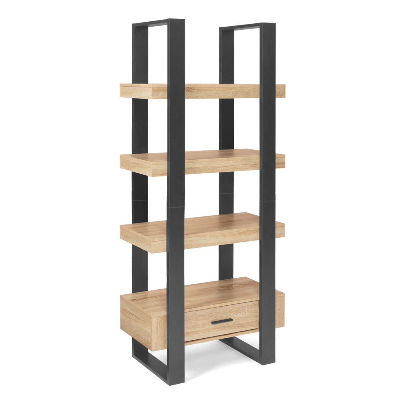 Etagère 4 niveaux avec tiroir PHOENIX bois et noir - Image 4