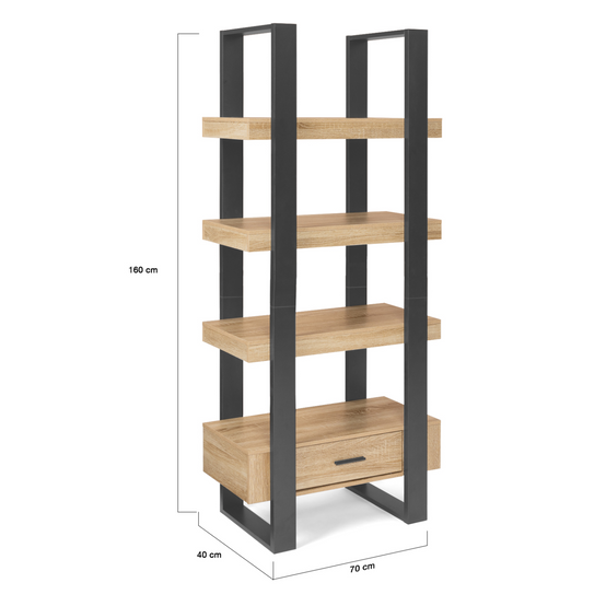 Etagère 4 niveaux avec tiroir PHOENIX bois et noir - Image 5