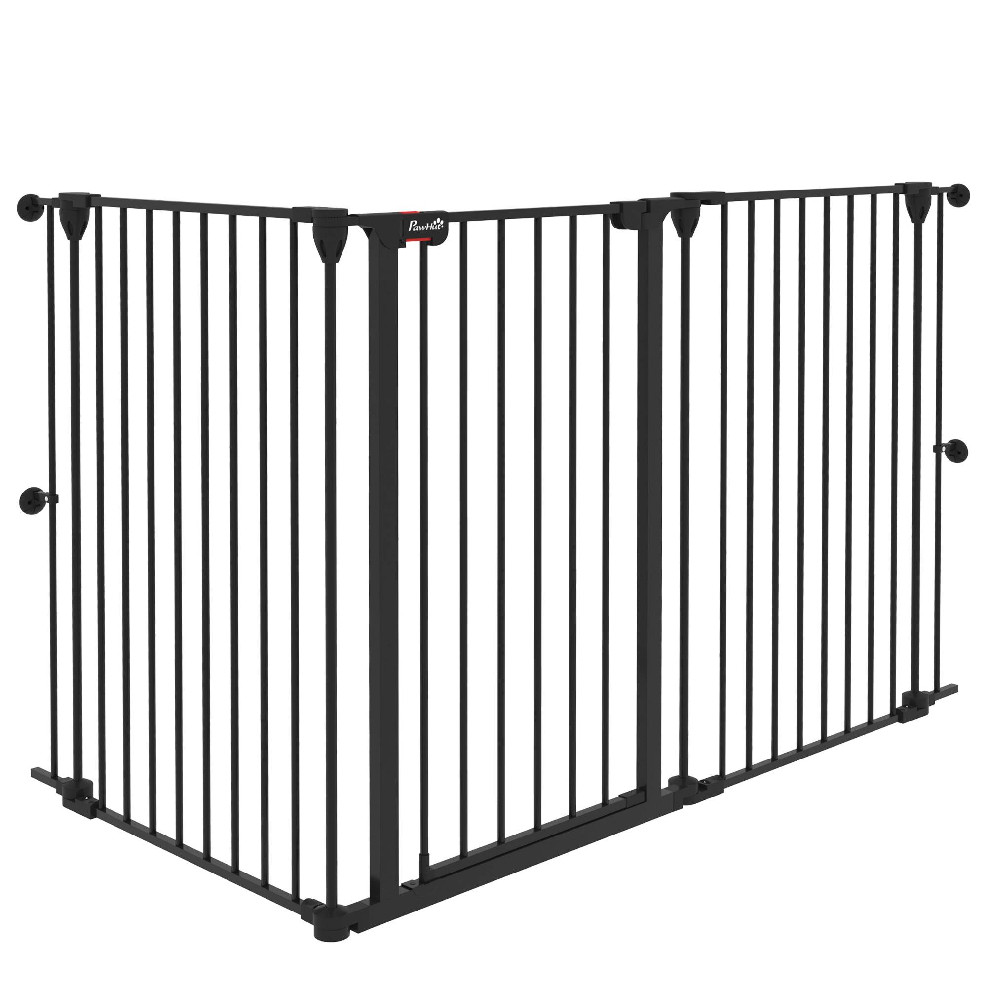 Clôture pour animaux pliable en acier, 3 panneaux, double verrouillage et verrouillage auxiliaire, 206 x 90 cm, noire - Image 2
