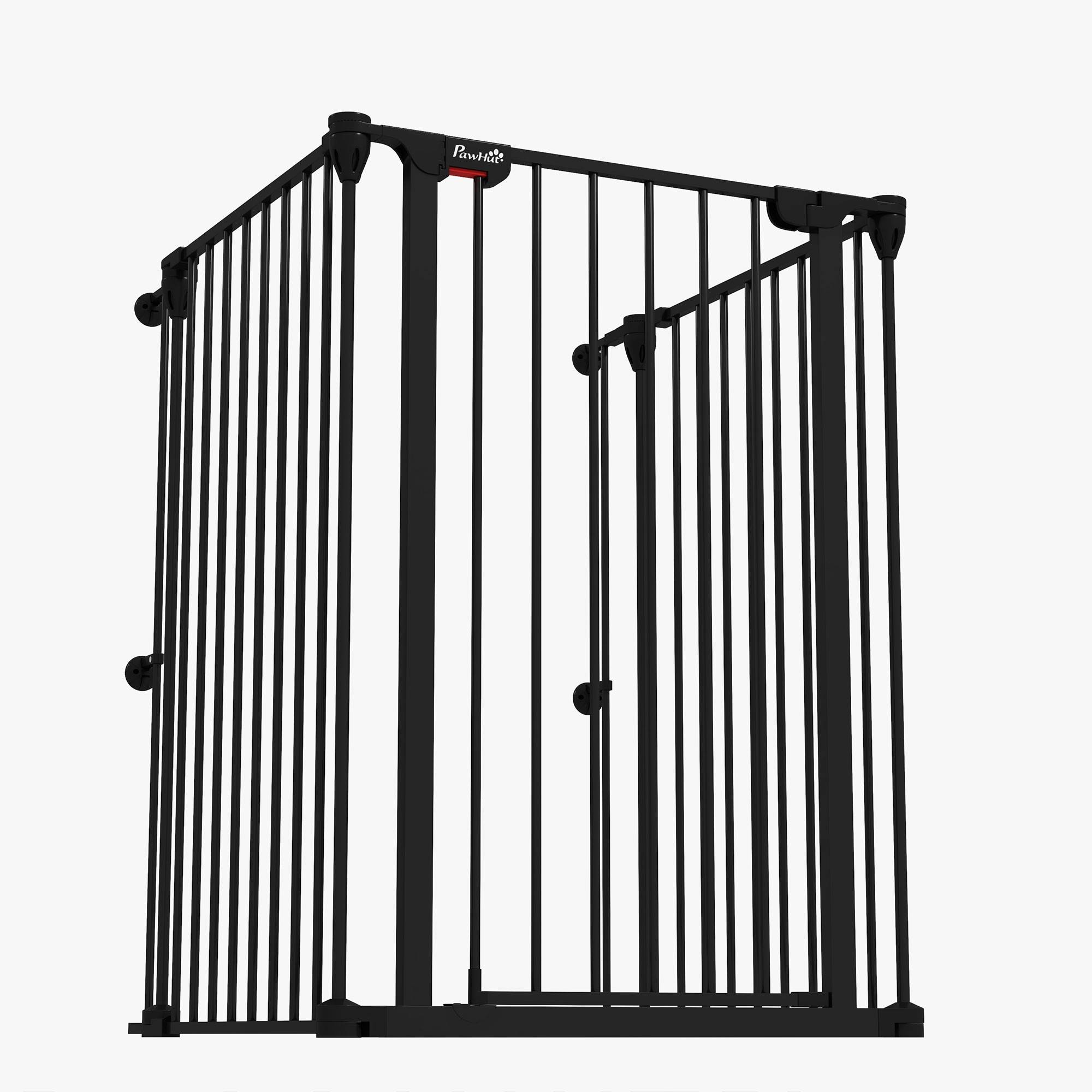 Clôture pour animaux pliable en acier, 3 panneaux, double verrouillage et verrouillage auxiliaire, 206 x 90 cm, noire - Image 9