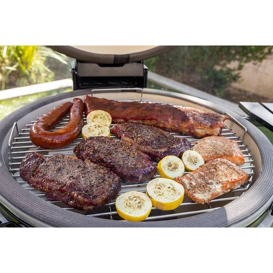 Barbecue à charbon de bois Céramique Kamado Noir 2 zones de cuisson Grill & Fumoir Ø56cm - Barbecue mobile + 2 tablettes INTEC - Image 6