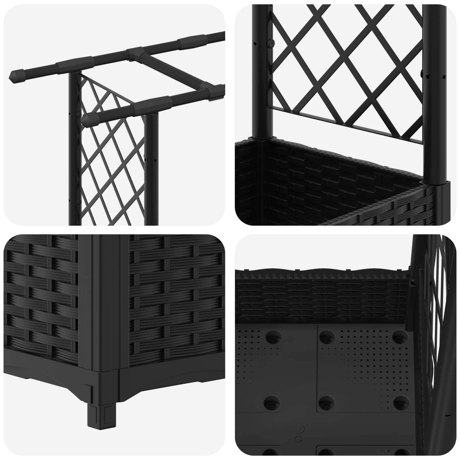 ComfortXL - Jardinière surélevée polypropylène grand format avec treillis et toit plat Noir - ComfortXL Outdoor Living - Image 6