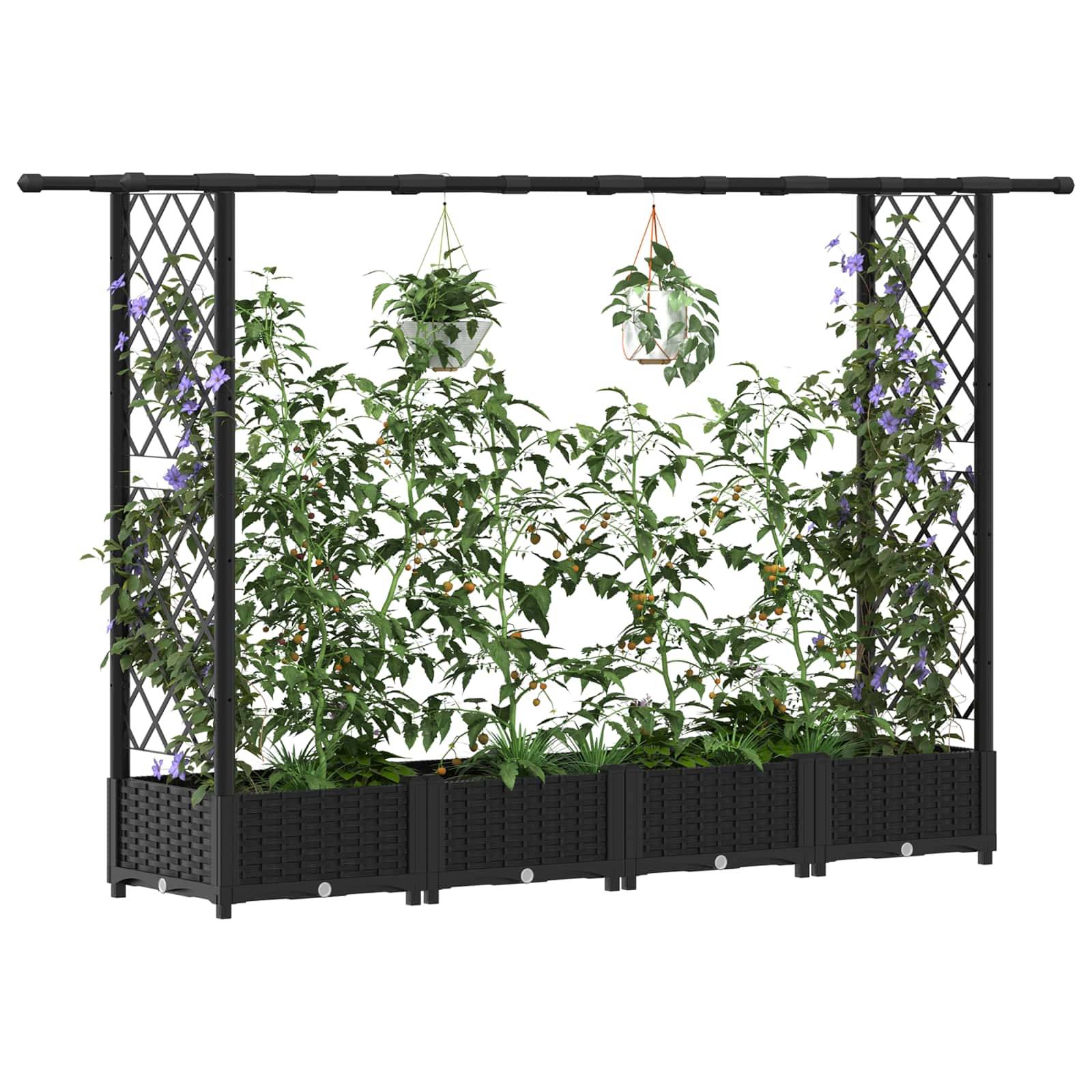 ComfortXL - Jardinière surélevée polypropylène grand format avec treillis et toit plat Noir - ComfortXL Outdoor Living - Image 3