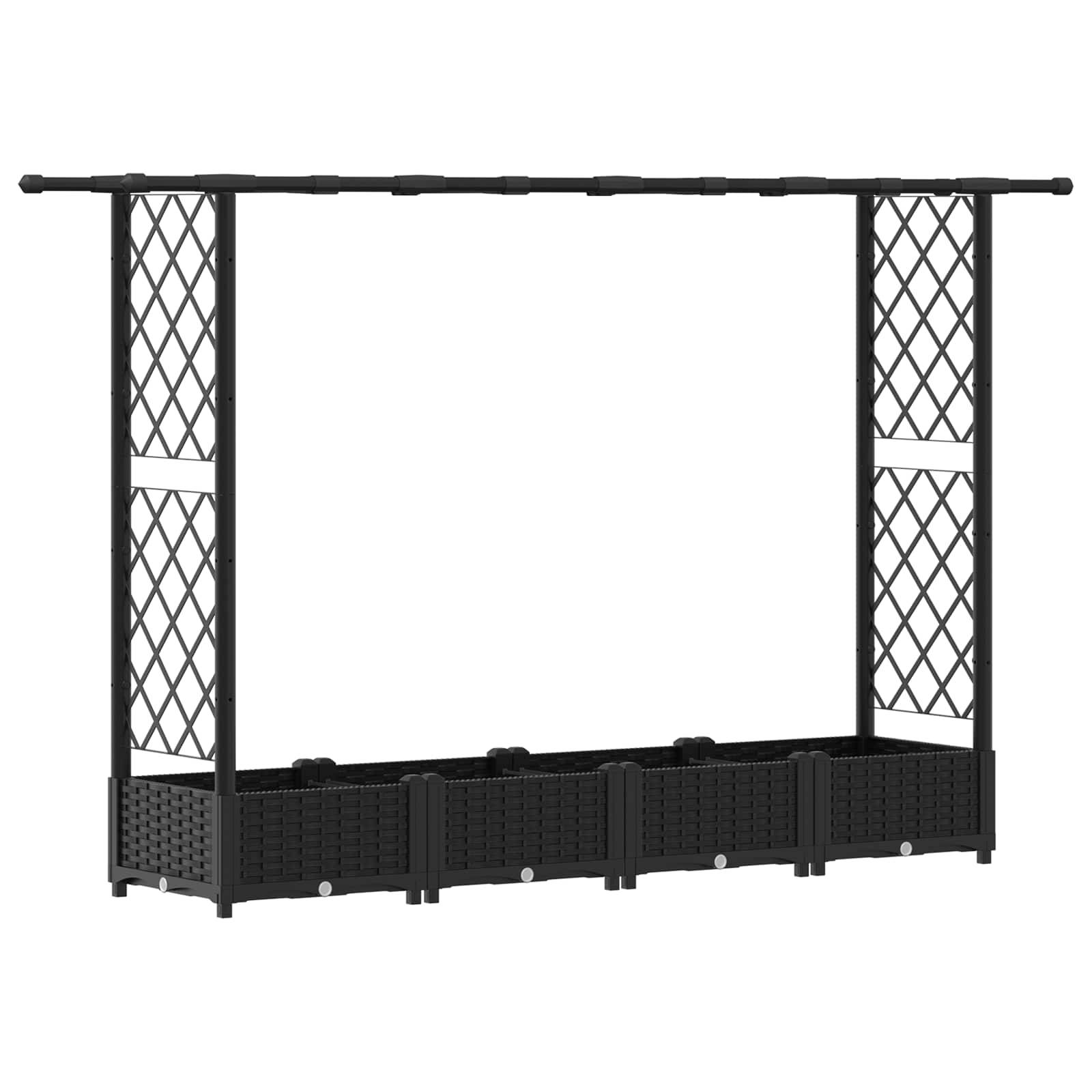 ComfortXL - Jardinière surélevée polypropylène grand format avec treillis et toit plat Noir - ComfortXL Outdoor Living - Image 2