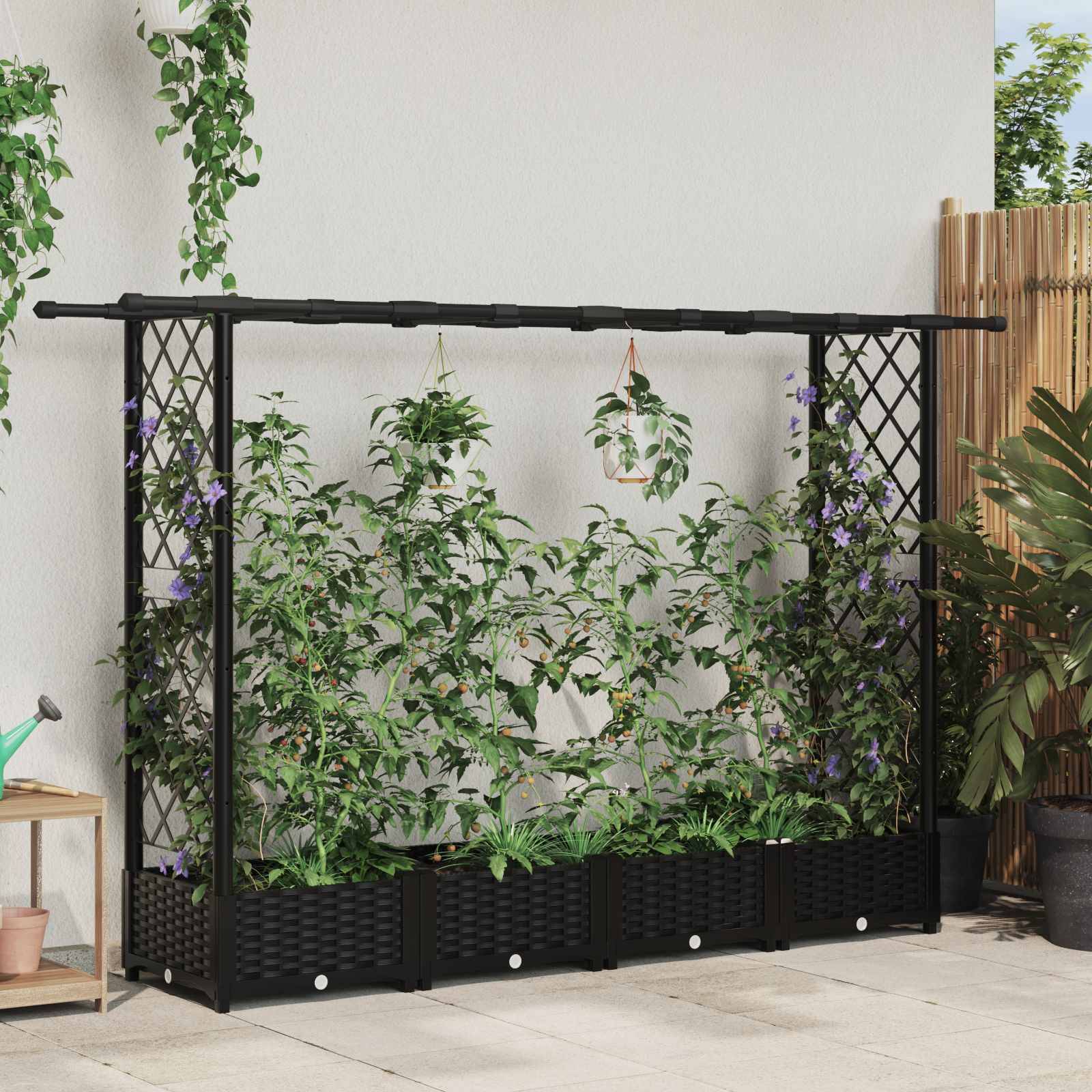 ComfortXL - Jardinière surélevée polypropylène grand format avec treillis et toit plat Noir - ComfortXL Outdoor Living - Image 1